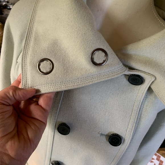 Women’s Medium Wool Peacoat Double-Breasted Cream Collegiate Light Academia Y2K - Picture 5 of 9